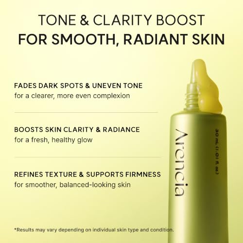 Arencia Vitamin C Booster Shot Serum with Glutathione, Niacinamide and Vitamin E for Dark Spot Care, Fine Lines & Wrinkles, Glass Skin, Korean Skincare 30ml/1.01 fl.oz