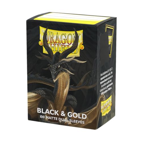 Dragon Shield | Matte Dual Standard Size Card Sleeves | 100ct - Smooth & Tough Premium TCG Sleeves - Compatible with Pokemon, One Piece, and Magic: The Gathering | Black & Gold