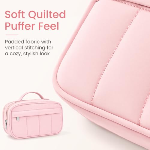 Sooez Pencil Case for Girls, Cute Large Capacity Pencil Pouch Pen Bag, Pink | Puffer Feel, Multi-Compartment Pencil Box Stationery Organizer with Zipper, Portable Back to School Supplies
