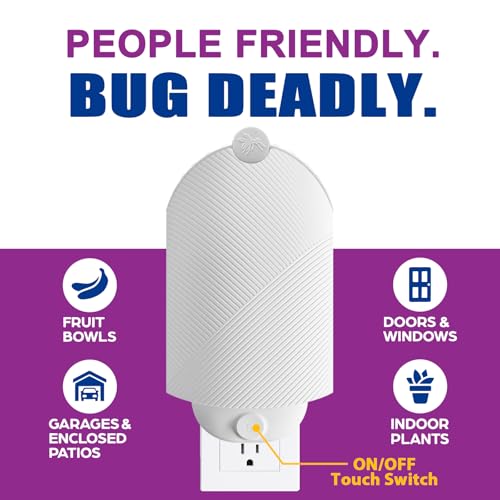 Flying Insect Trap for Indoor Use (2 Starters & 6 Refill Cartridges), UV Light Bug Catcher for Fruit Flies, Gnats & Small Flying Pests, Silent, No-Zap, Mess-Free