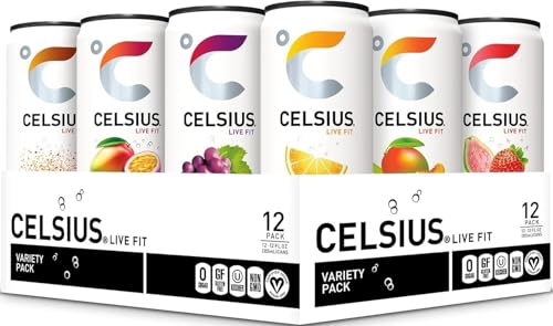 CELSIUS Assorted Flavors Official Variety Pack, Functional Essential Energy Drinks, 12 Fl Oz (Pack of 12)