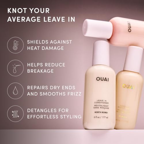 OUAI Multitasking Leave In Conditioner - St. Barts Scent - Travel Size | Heat Protectant Spray up to 450°F, Lightweight, Hydrating Detangler & Anti-Frizz Primer for Curly, Fine & Color-Treated Hair
