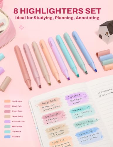 SUNEE Pencil Case with Supplies, 35PCS Aesthetic Stationery Set with Pastel Highlighters, Black Gel Pens, Mechanical Pencils & Refills, Cute School Supplies for Teachers Girls College Pink