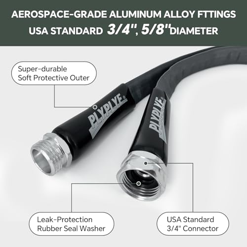 Garden Hose 25ft, Ultra-Light & Flexible Water Hose, Gray | Made of TPU(Not PVC) Hose, Non-Shrinking, Easy to Store, Drinking Water Safe Material, All-weather Use