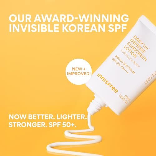 innisfree Daily UV Defense Sunscreen SPF 50+ PA++++, Korean Face Sunscreen, Invisible Finish, Broad Spectrum, No White Cast, Lightweight, Hydrating, Available in Gift Sets & Jumbo