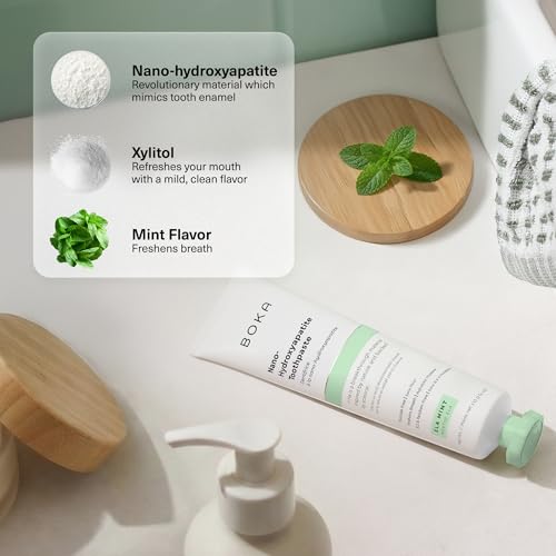 Boka Toothpaste - Fluoride Free Toothpaste, Nano Hydroxyapatite Toothpaste | Appropriate for Sensitive Teeth - Adult Oral Care - Ela Mint - 4 Oz, 1PK