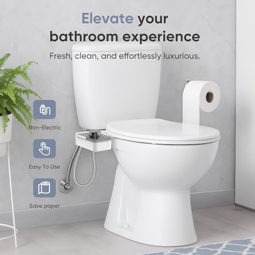 Upgrade Bidet Attachment for Toilet Seat, Adjustable Angle Dual Nozzle, Self-Cleaning, Non-Electric Bidet Attachment for Rear & Feminine Wash, Controllable Fresh Cold Water Pressure