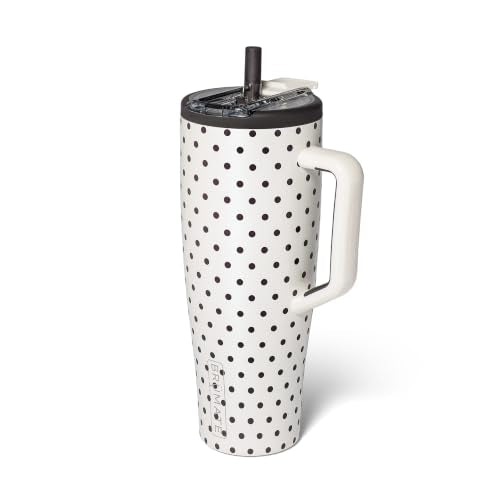 BrüMate Era Flip 40oz Tumbler with 100% Leakproof Covered Straw Lid | Hygienic Covered Straw | Insulated Stainless Steel Water Bottle with Handle | Cup Holder Friendly | BPA-Free (Polka Pearl)