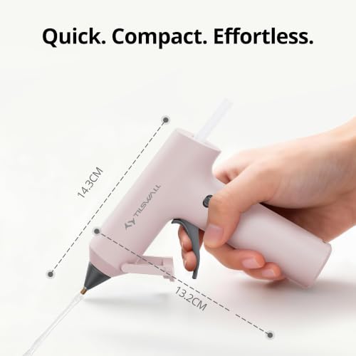 Tilswall Cordless Hot Glue Gun, W106s, Fast Preheating with 2Ah Battery | 90s Fast Preheating, Glue Gun and Sticks Set (7×140mm), Compact Size Ideal for School Crafts, DIY Making, Repairs W106s Pink