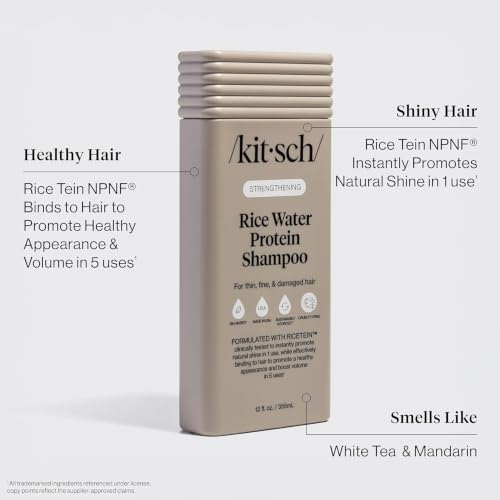 Kitsch Rice Water Shampoo and Conditioner Set for Hair Growth – Made in USA | Adds Volume & Shine, Strengthening Hair Care Combo for Thin, Fine & Damaged Hair – Shampoo and Conditioner for Women and Men