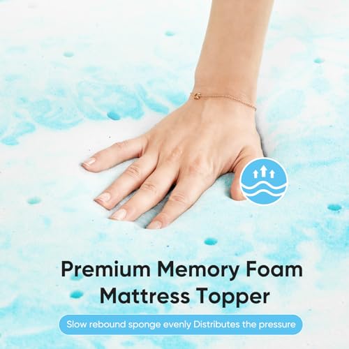OLIXIS 2 Inch Full Cooling Gel Infused Memory Foam Mattress Topper, Bed Pad | CertiPUR-US Certified, Soft Ventilated Pressure Relieving Bed Pad in a Box, Plush Overlay for Dorm, RV, Camper & Sleeper Sofa