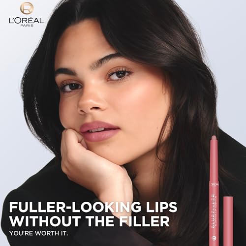 L'Oreal Paris Blurfiller Lip Liner, Lightweight, Buildable, and Sculpting Lip Pencil, Line, Define, and Contour for Fuller-Looking Lips, Worth It Intense, 0.21 oz
