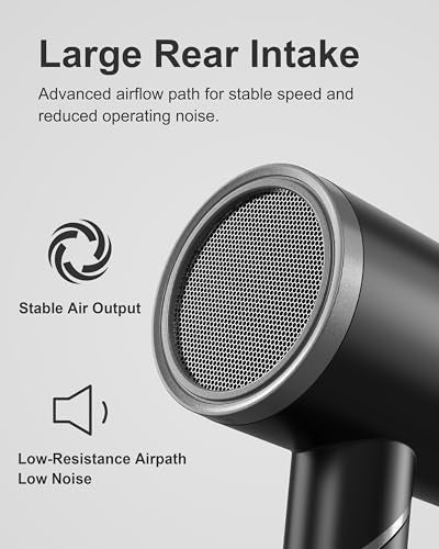 ANNLARY Hair Dryer with Comb, ANNLARY 1800W Blow Dryer with Diffuser for Curly Hair, Plasma Ionic Hair Dryer for Frizz Control, Foldable Portable Low Noise Hairdryer, 6.5 ft ALCI Cord