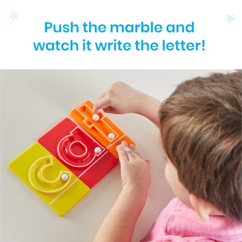 hand2mind MarbleTracers - Lowercase Letters, 24 Letter Tracing Trays, 10 Marbles, Preschool Learning Activities, Fine Motor Skills Toys, Kindergarten Centers for Classroom, Handwriting Practice
