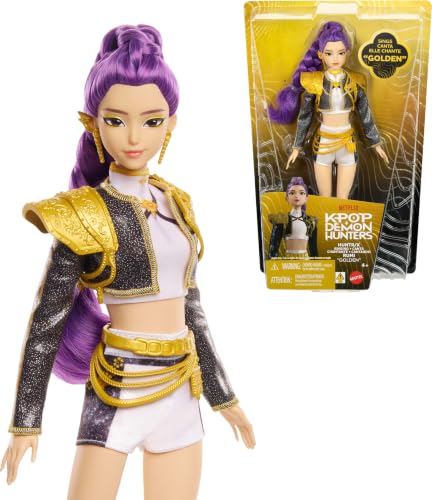 Mattel Kpop Demon Hunters HUNTR/X Rumi “Golden” Singing Doll | Wearing Removable Signature Outfit, 5 Posable Joints, Inspired by the Movie