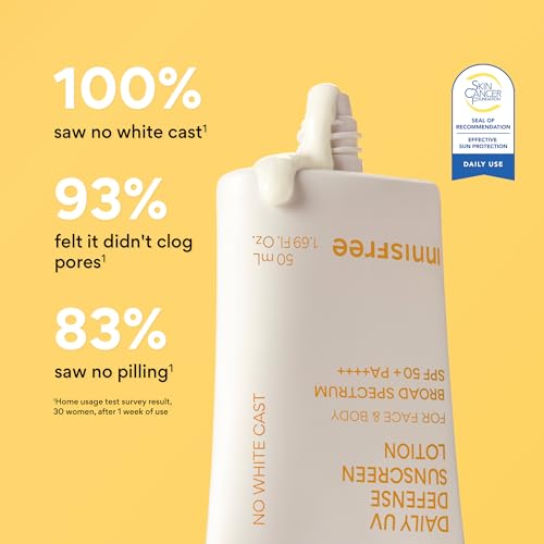 innisfree Daily UV Defense Sunscreen SPF 50+ PA++++, Korean Face Sunscreen, Invisible Finish, Broad Spectrum, No White Cast, Lightweight, Hydrating, Available in Gift Sets & Jumbo