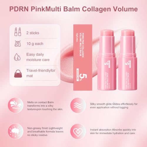 Vult PDRN Pink Collagen Volume Multi Balm, Volufiline Stick 2PCS | Hydrating Multi Wand, Smooth Fine Lines & Wrinkles, Nourishing Collagen Stick for Face, Eye & Lip Care