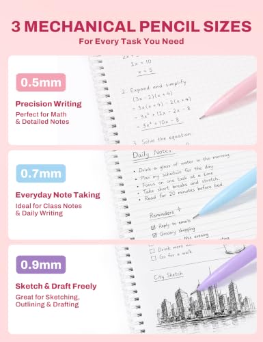SUNEE Pencil Case with Supplies, 35PCS Aesthetic Stationery Set with Pastel Highlighters, Black Gel Pens, Mechanical Pencils & Refills, Cute School Supplies for Teachers Girls College Pink