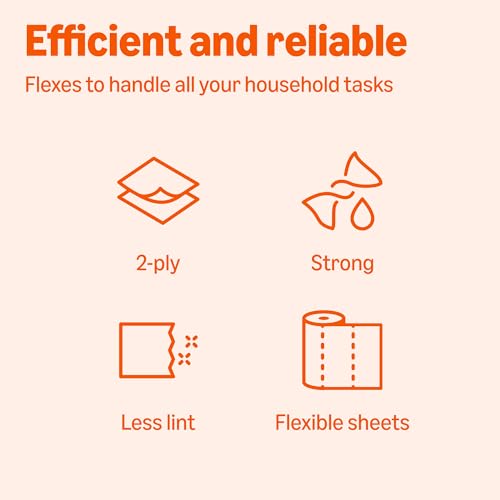 Amazon Basics 2-Ply Flex-Sheets Paper Towels, 12 Basics Rolls = 40 Regular Rolls, Everyday Value with 150 Sheets per Roll, Packaging May Vary
