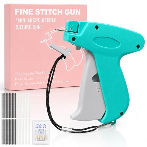 2026 New Stitch Gun for Clothes, Handheld Tagging Gun Quick Clothing Fixer Sewing Kit with 6 Replacement Needles, 1000 Black & 1000 White Fasteners (Blue-Gray)