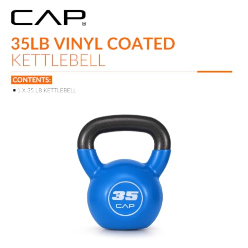 CAP Vinyl Coated Cast Iron Kettlebell, 10-50 LB Home Gym Weight