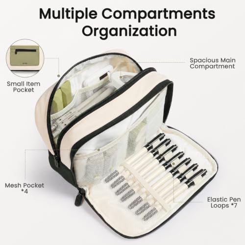Sooez Pencil Case, Pencil Pouch Large Capacity, Pen Bag Storage Organizer | Clean Two-Tone Design, Multiple Compartments, Versatile Storage, Smooth Durable Zippers, Water-Resistant Fabric, Stable Base