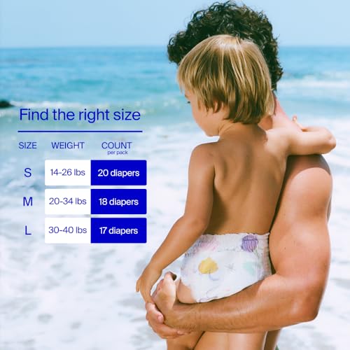 Coterie Baby Swim Diapers, Size Small (14-26 lbs), 2-Pack | Includes 40 total swim diapers (2-Packs x 20), perfect for pool & beach, hypoallergenic, plant-based, no-swell design