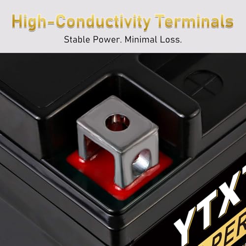 YTX7A-BS 12V 6Ah AGM Sealed Motorcycle Battery, Maintenance-Free, Compatible with GY6 50CC 125CC Scooters & Mopeds
