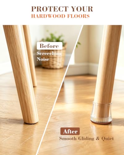 Chair Leg Floor Protectors, 24 Pack Silicone Furniture Pads for Hardwood Floors, Anti-Scratch Furniture Sliders Felt Pads, Noise-Reducing Chair Feet Covers, Table Legs Fit Sizes to(1.3" to 1.97")