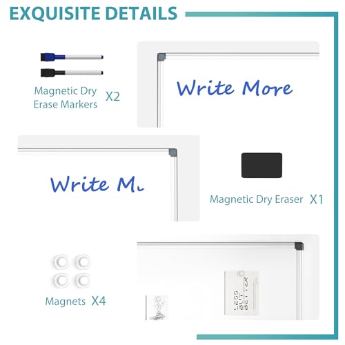 VUSIGN 36" x 24" Magnetic Dry Erase Board for Wall with Aluminum Frame | Markers, Magnets, Eraser & Tray Included, Dry Erase White Board for Office, School, Home