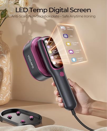Travel Steamer for Clothes 1200W: 5-Mode Handheld Iron & Steam 15s Heat-Up, 90° Rotatable, 7-Hole Ceramic Soleplate, No-Drip Steam, 110ml Tank, 110V Deep Purple&Grey