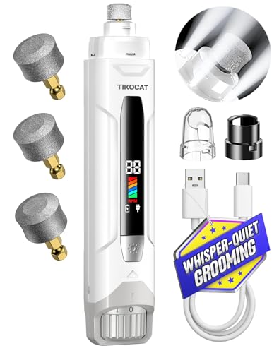Whisper-Quiet Dog Nail Grinder 50%More Power for Sensitive Dogs,Cat | 6-Speed Pet Nail Trimmer with LED Display & 4 LED Lights, 3 Grinding Bits, No Over-Cutting,Stress-Free Grooming for All Pets