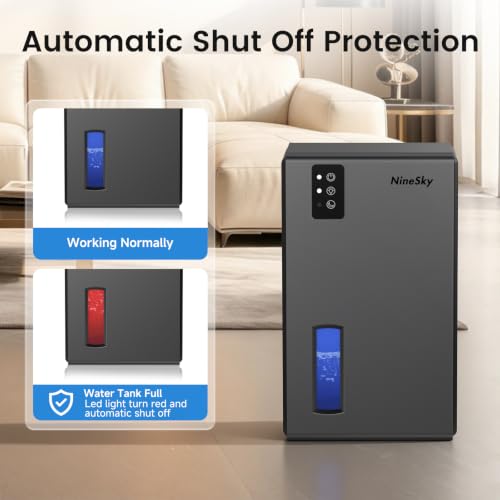 Dehumidifiers for Home, 1000 Sq.Ft Dehumidifier with 95oz Water Tank, Quiet Dehumidifier for Basement Bathroom Bedroom with 7-Color Ambient Light & Auto Shut Off, (Grey)