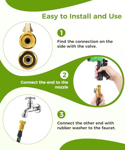 100ft Garden Hose，Non-Expandable Water Hose with 8 Function Spray Nozzle | Lightweight，Knik-Free，Burst-Resistant，Durable & Flexible 3/4" Garden Hose for Yard，Lawn, House Cleaning, Car Washing