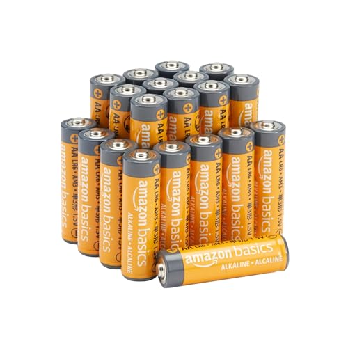 Amazon Basics 20-Pack AA Alkaline Batteries, 1.5 Volt, 10-Year Leak-Free Shelf Life, for Everyday and Household Devices