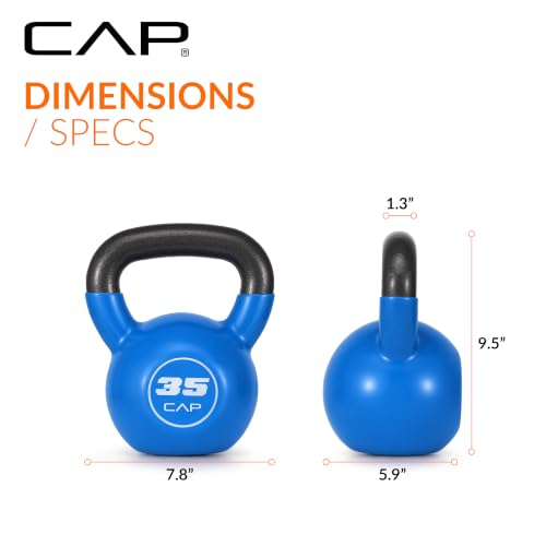 CAP Vinyl Coated Cast Iron Kettlebell, 10-50 LB Home Gym Weight