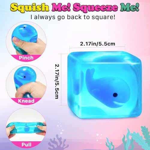 Squishy Fidget Toys Stress Cube - Squeeze Toys Stress Balls for Adults Slow Rising Squishies Glow in The Dark Sugar Sensory Toys for Kids with Autism Stress Relief Fidgets for Classroom Prize Toys