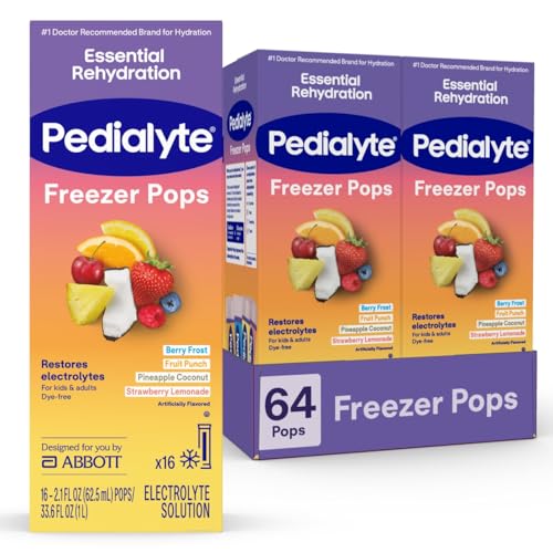 Pedialyte Electrolyte Solution Freezer Pops, Hydration Variety Pack | Electrolyte Pops have 3 Key Electrolytes, Tropical Flavors, Ice Pops for Kids and Adults, No Artificial Colors