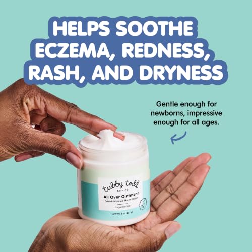 Tubby Todd All Over Ointment, Baby Eczema Cream for Sensitive Skin | Multi-Purpose Baby Skin Relief Cream for Dry Skin, Steroid & Gluten Free, 8 oz,1 Pack, Fragrance Free