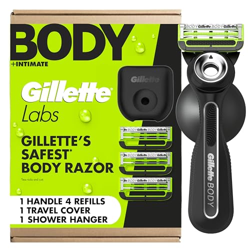 Gillette Labs Body + Intimate Razor For Men, Handle + 4 Blade Refills, Travel Cover