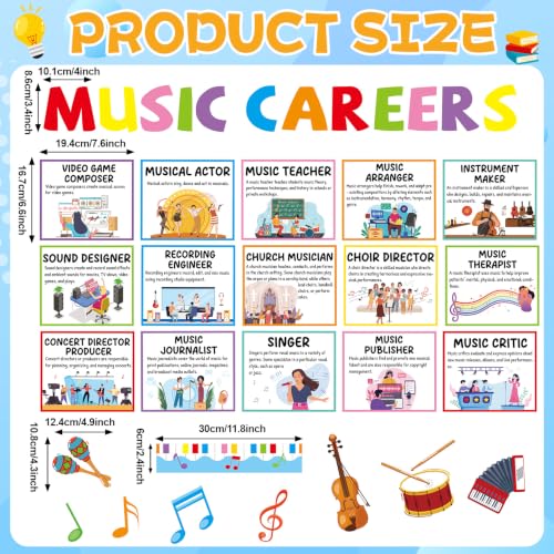 Music Career Bulletin Board Set Inspirational Musical Posters Music Classroom Decorations Musical Notes Paper Cutouts for Back to School Elementary Teacher Chalkboard Wall Door Supplies