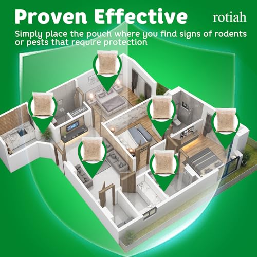 Pest Rodent Repellent Pouches, Peppermint Oil for Mouse, Roach, Ant, Spider, Squirrel, Mice, Rats, Pest Control Indoor Outdoor, Natural Mouse Deterrent Replace Traps Poison Family Pet Safe,10 Pack