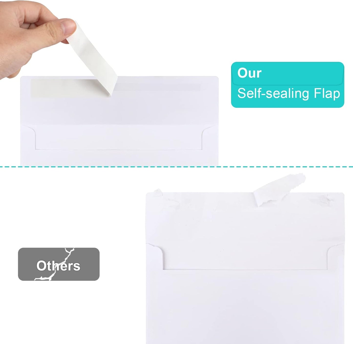 50 Packs 5x7 Envelopes, White A7 5x7 Envelopes for Invitations, Printable, Self Seal for Weddings, Photos, Postcards, Greeting Cards, Mailing