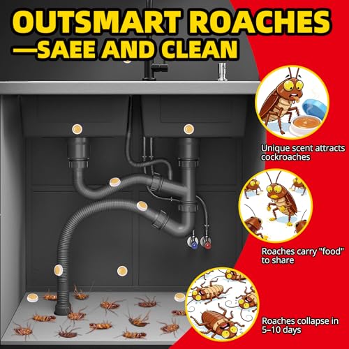 Cockroach Killer Indoor Home - 48 Packs | Roach Elimination Gel Fast-Acting in Kitchen and Home | Kills the Roaches' Nest | Prevents Reinfestation | Safe and Effective