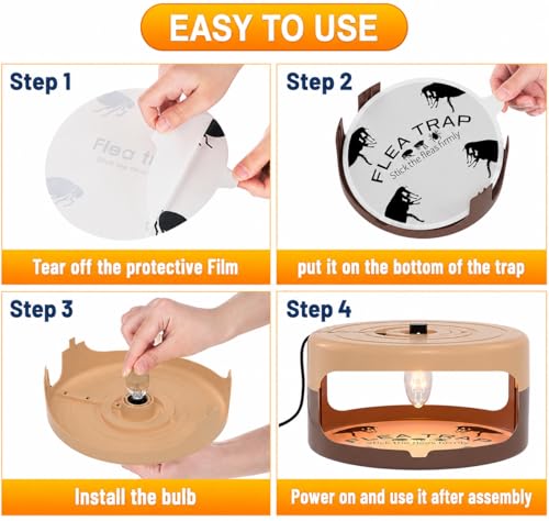 2 Pack Flea Traps for Inside Your Home, Indoor Flea Traps with 8 Sticky Pads, Flea Monitoring Trap for Home, Sticky Insect Catcher for Fleas, Moths & Gnats