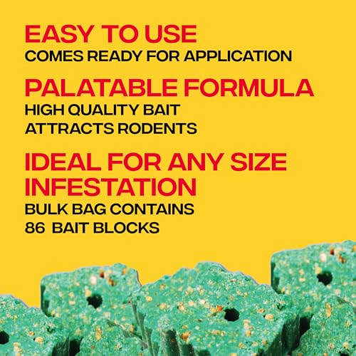 Victor Fast-Kill Bait Blocks II, 86-Count Rat and Mouse Poison Bait Blocks | Indoor and Outdoor Rodent Control, Eliminate Norway Rats, Roof Rats, & House Mice, Rodent Killer, 4lb Bag, M904B