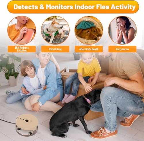 2 Pack Flea Traps for Inside Your Home, Indoor Flea Traps with 8 Sticky Pads, Flea Monitoring Trap for Home, Sticky Insect Catcher for Fleas, Moths & Gnats