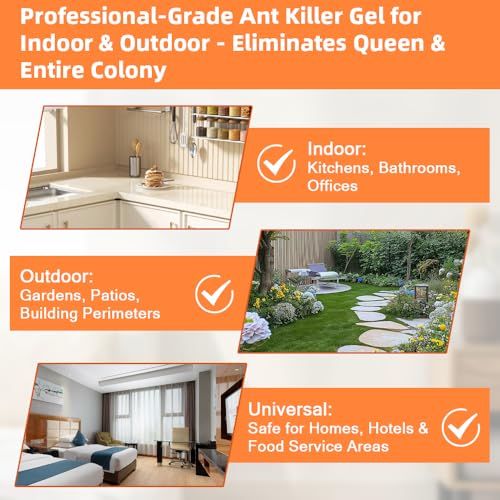48 Pack Slow-Acting Ant Bait Gel Stations for Indoor & Outdoor Eliminate Entire Ant Colony, Effective Carpenter Ant Killer Ant Traps for Home Kitchen Bathroom, Long Lasting Ant Gel Bait, Ready-to-Use