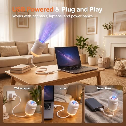2-in-1 Galaxy Projector Night Light,USB Star Projector with Adjustable Brightness, Mini LED Projection Lamp for Bedroom Ceiling Wall Room Decor (24 Projection Films)