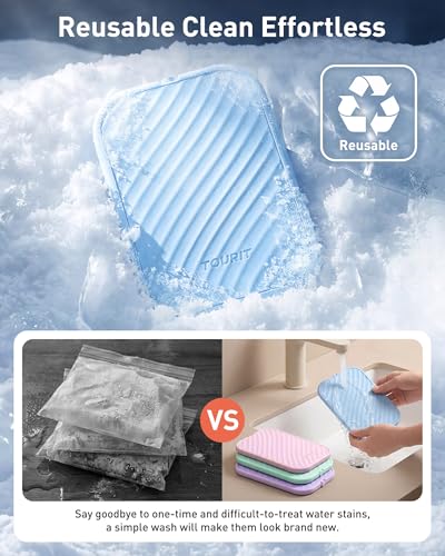TOURIT 4 Pack Reusable Slim Ice Packs for Lunch Boxes and Coolers | Long Lasting Lunch Box Cooler Ice Packs, BPA-Free Non-Toxic Freezer Packs – for Lunch Bags, Travel, Picnic or Camping